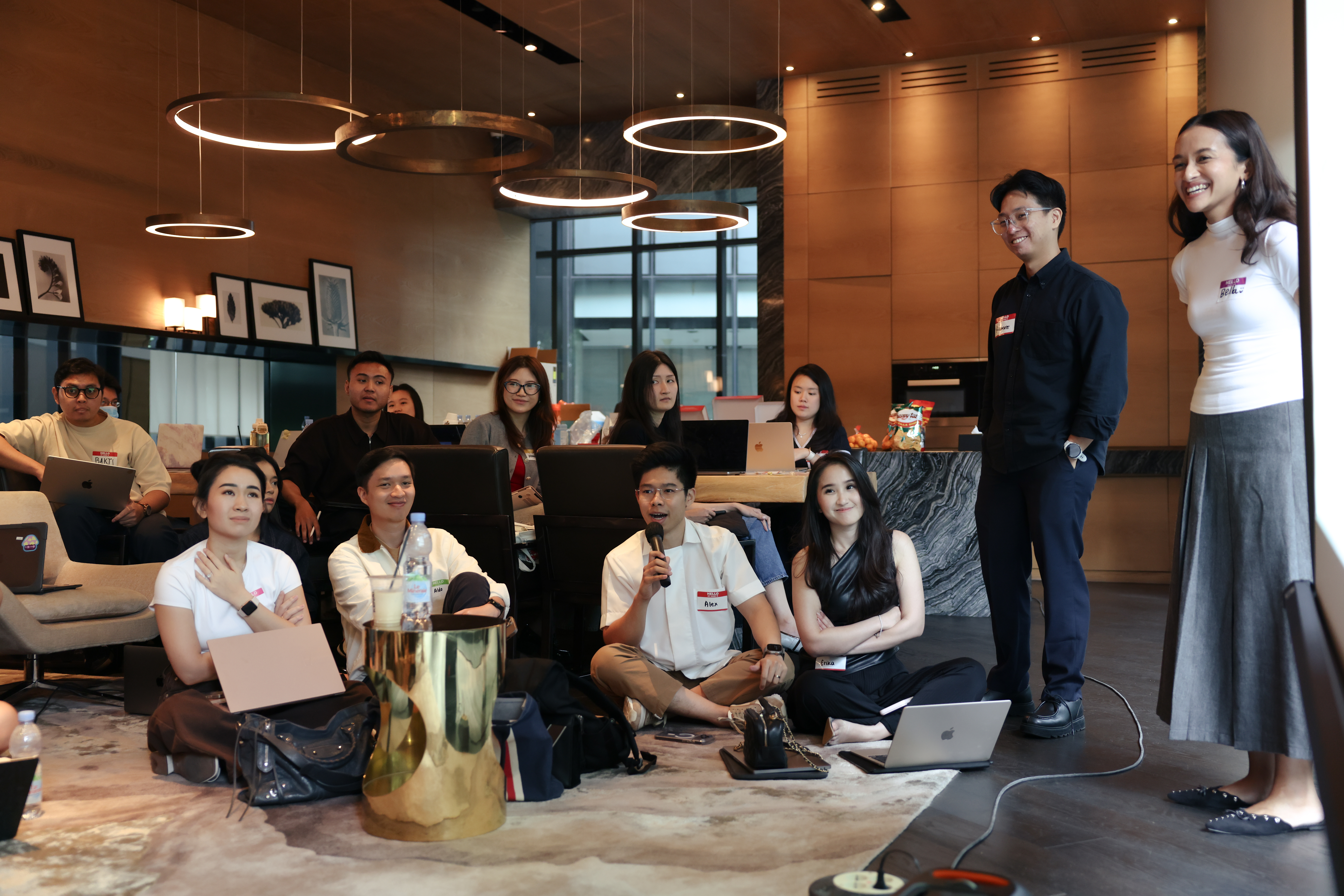 A wide shot of the Elevate community in session